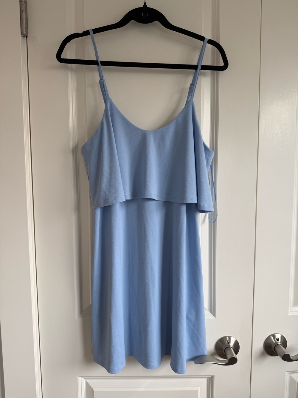 Express Light Blue Spaghetti-Strap Layered Mini Dress